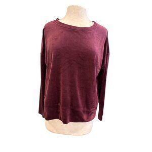 Cable & Gauge Sport Womens Long Sleeve Burgundy Velvet Sweater L/G 94% Polyester